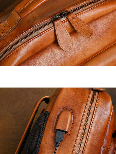 Women Vintage Leather Large Capacity Backpack