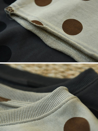 Plus Size Women Autumn Casual Dot Cotton O-Neck Shirt