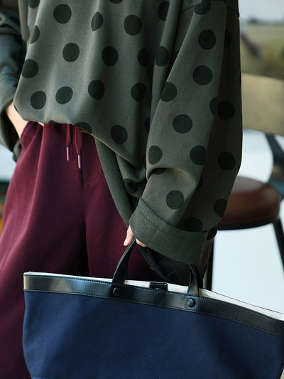 Plus Size Women Autumn Casual Dot Cotton O-Neck Shirt