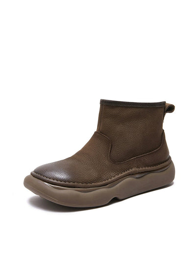 Women  Winter Genuine Leather Spliced Flat Boots