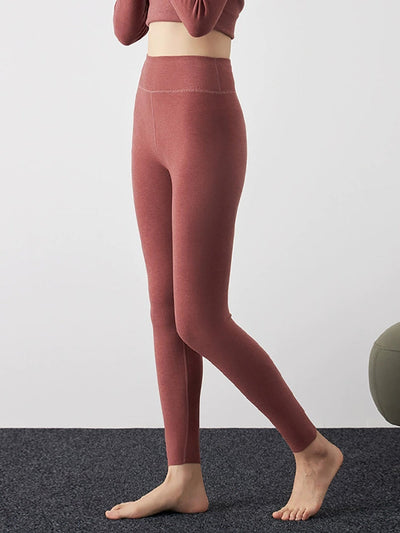 Women Autumn Warm Pure Color High Waist Leggings