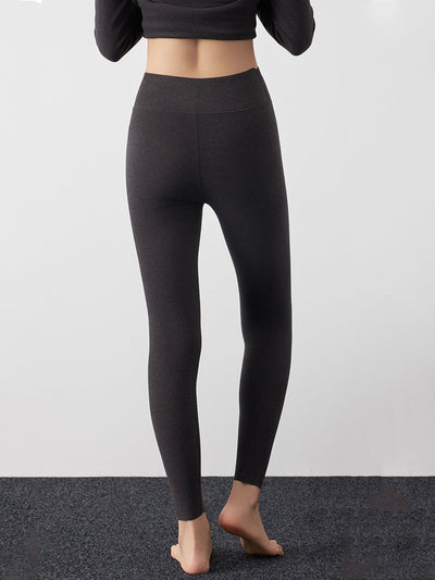 Women Autumn Warm Pure Color High Waist Leggings