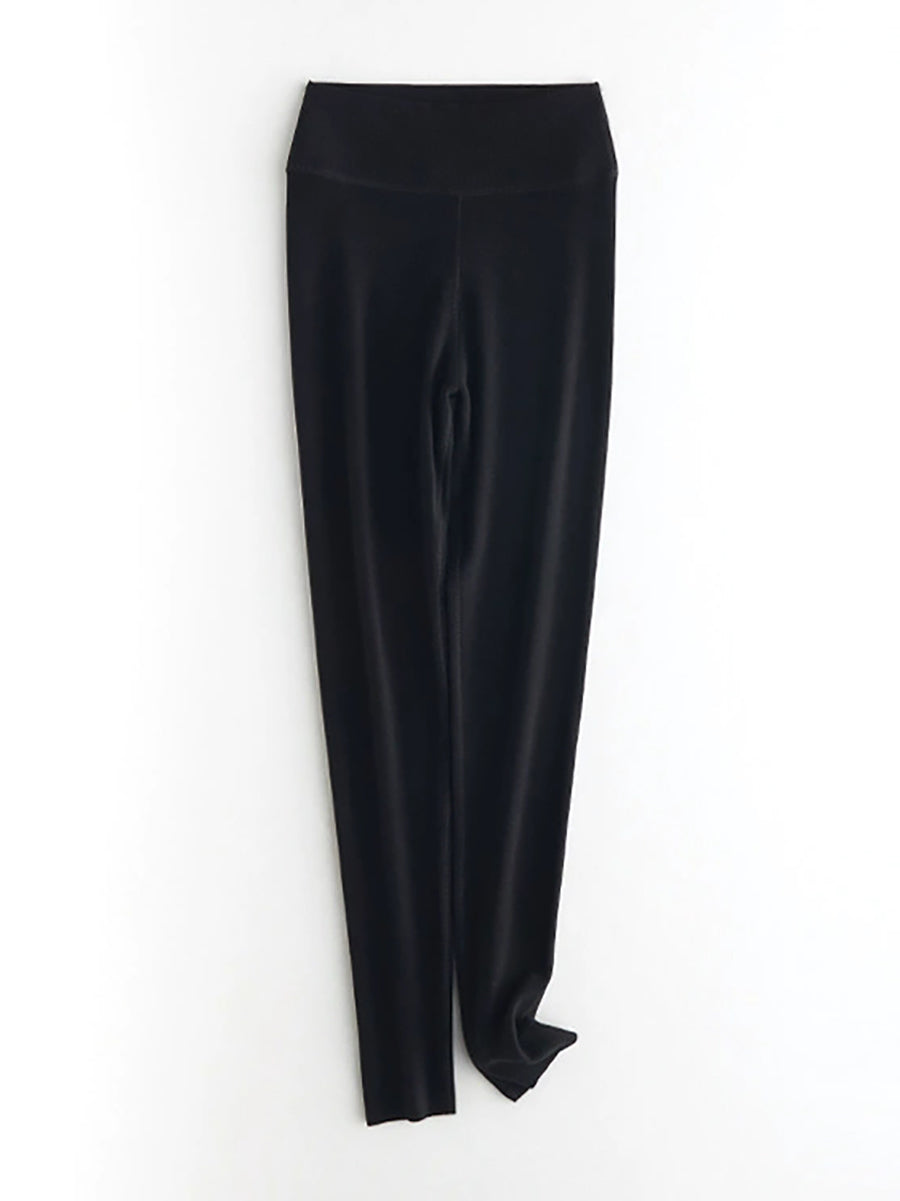 Women Autumn Warm Pure Color High Waist Leggings