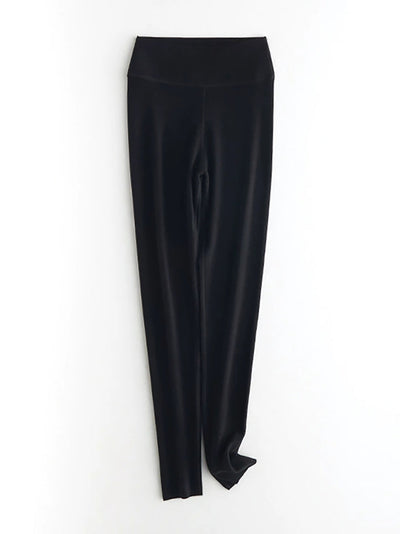 Women Autumn Warm Pure Color High Waist Leggings