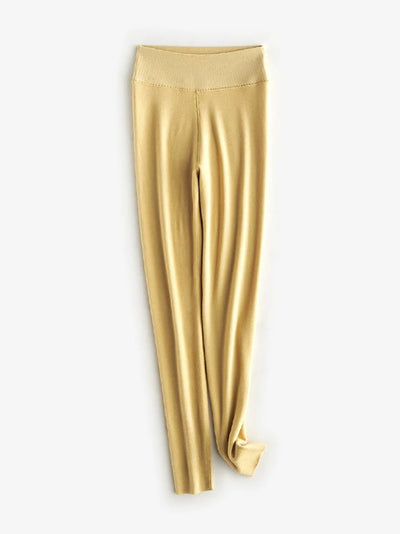 Women Autumn Warm Pure Color High Waist Leggings