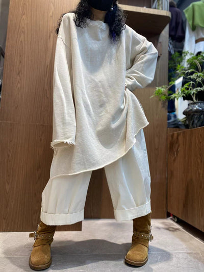 Women Autumn Casual Pure Color 100%Cotton O-Neck Shirt