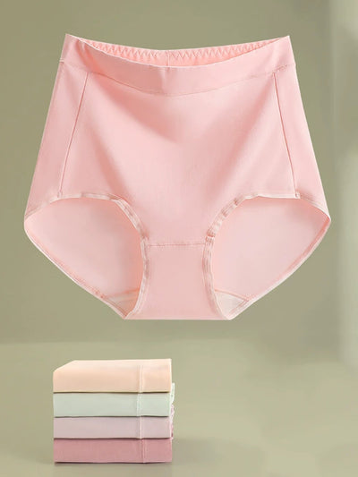 6 Pieces Women High Waist Pure Color Cotton Underwear