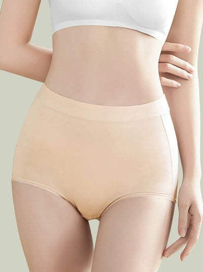 6 Pieces Women High Waist Pure Color Cotton Underwear