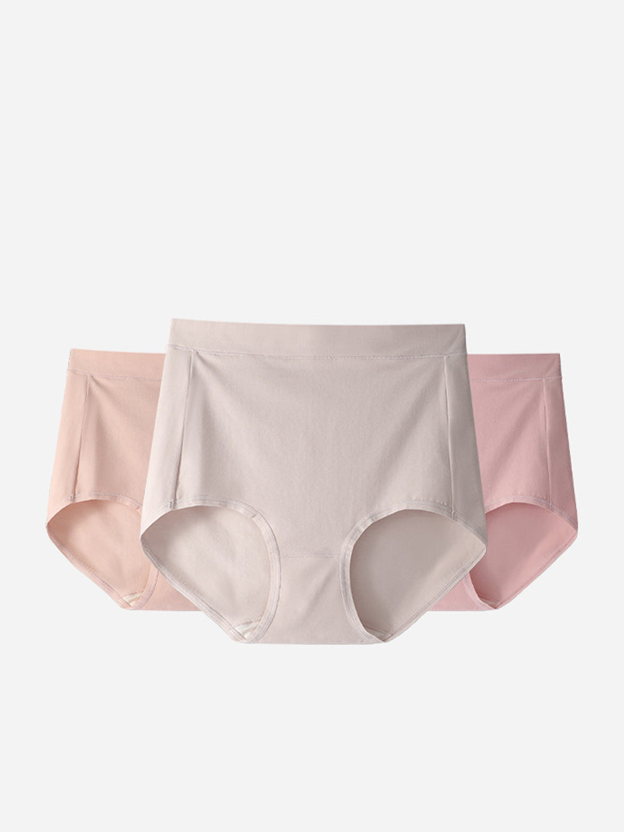 6 Pieces Women High Waist Pure Color Cotton Underwear