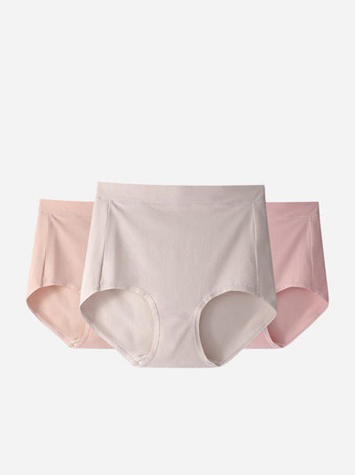 6 Pieces Women High Waist Pure Color Cotton Underwear