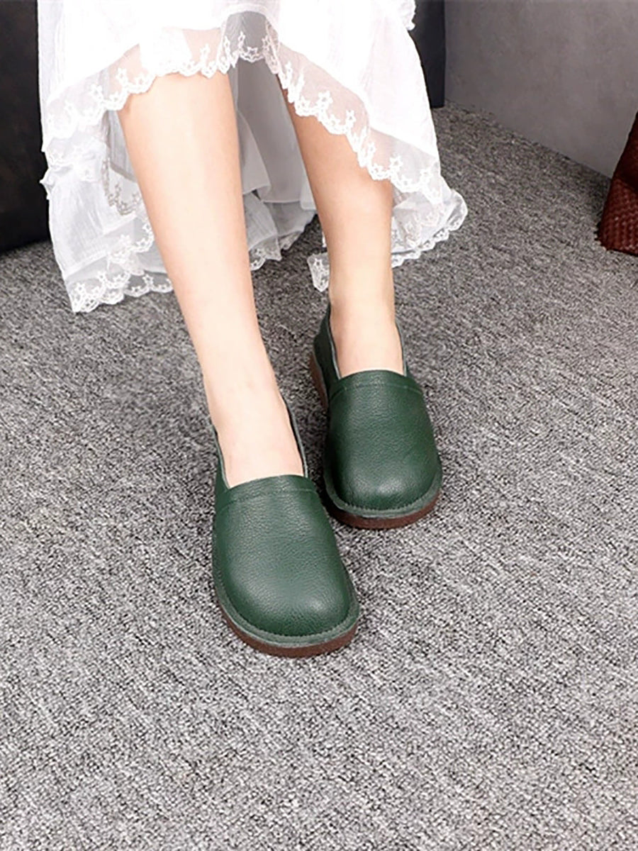 Women Casual Soft Genuine Leather Flat Shoes