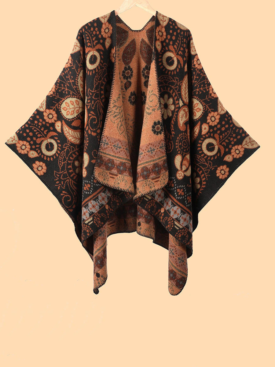Winter Warm Flower Jacquard Shawl Scarf