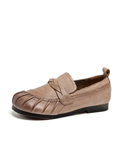 Women Autumn Retro Genuine Leather Low Heel Shoes