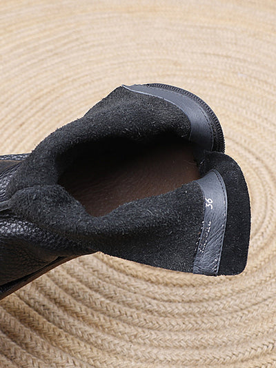 Women Autumn Casual Leather Spliced Low Heel Boots