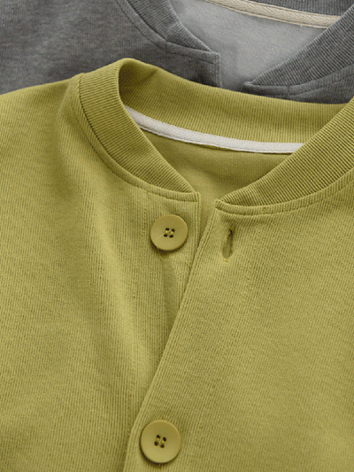 Women Autumn Pure Color O-Neck Cotton Coat