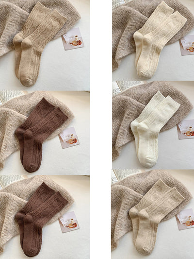 6 Pairs Women Winter Solid Wool Socks