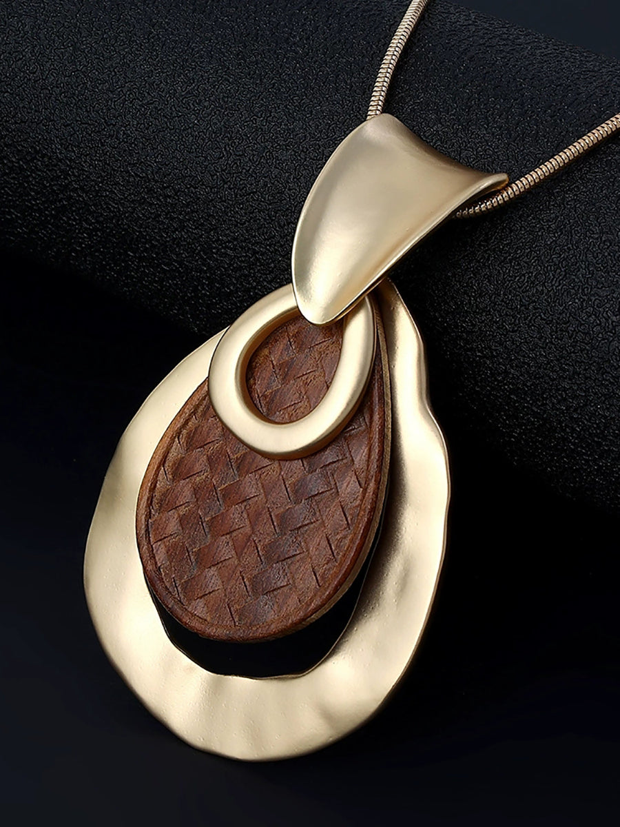 Women Fashion Alloy Wood Necklace