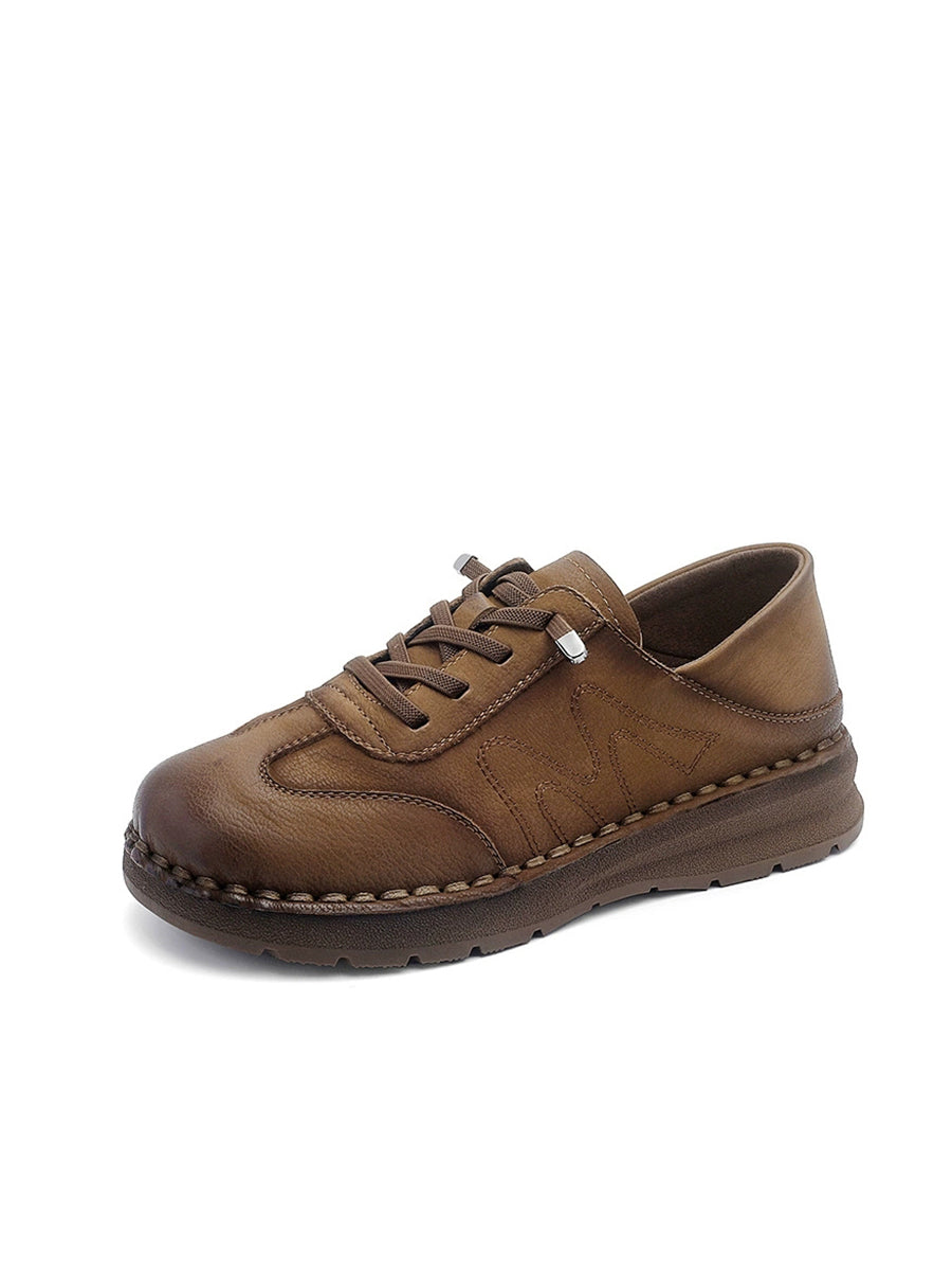 Women Casual Genuine Leather Spliced Flat Shoes