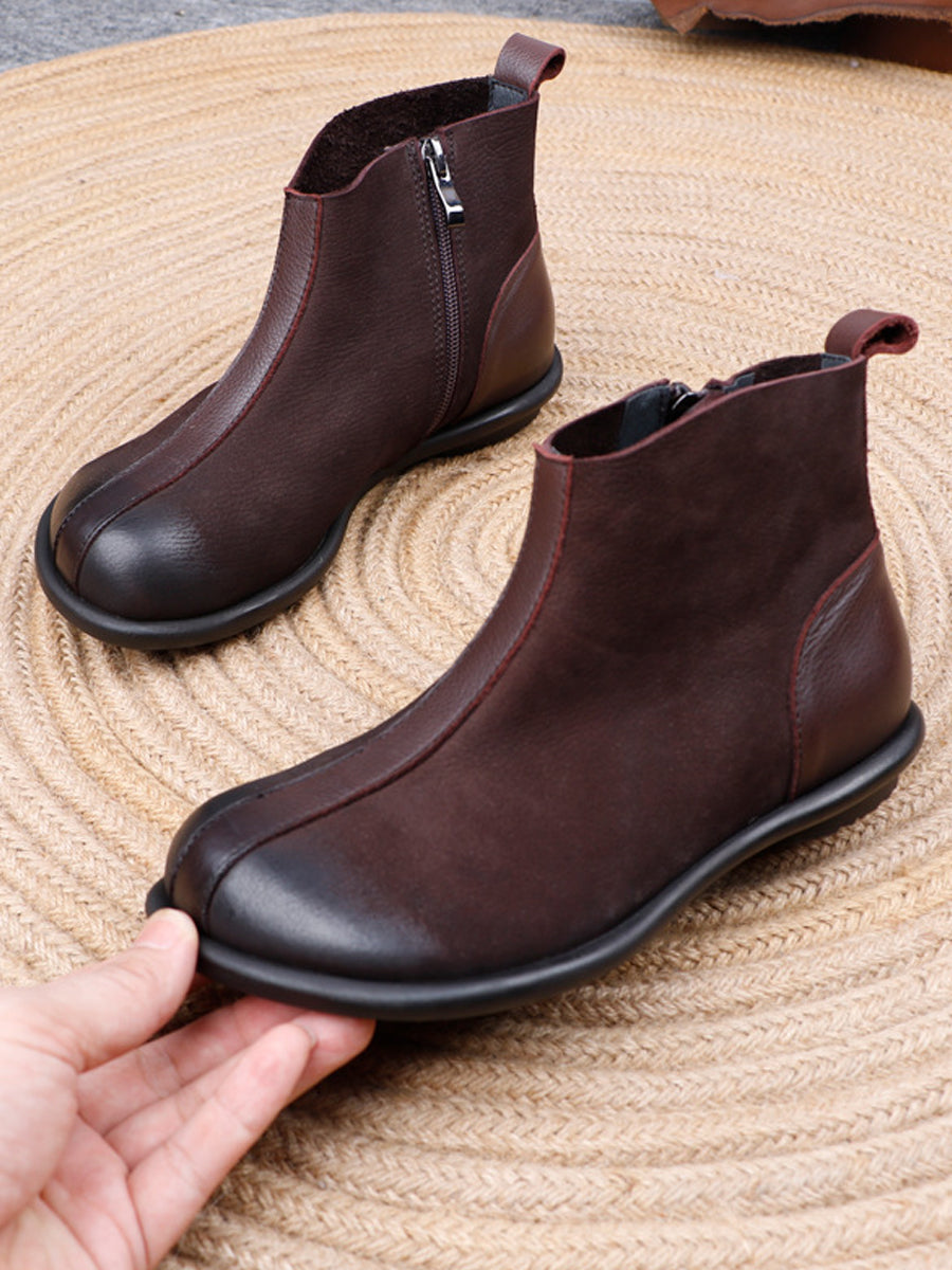 Women Vintage Winter Genuine Leather Ankle Boots