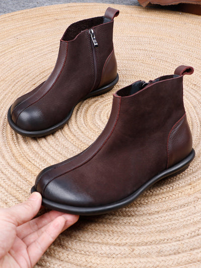 Women Vintage Winter Genuine Leather Ankle Boots