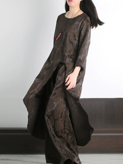 Women Autumn Vintage Jacquard Loose Suits