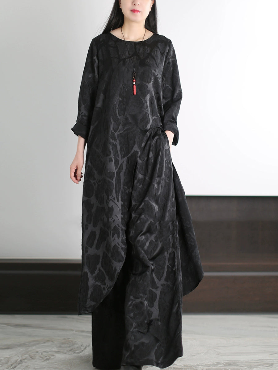 Women Autumn Vintage Jacquard Loose Suits