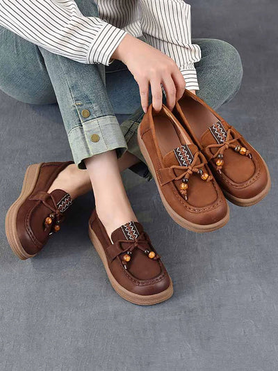 Women Vintage Genuine Leather Low Heel Shoes