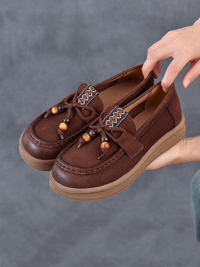 Women Vintage Genuine Leather Low Heel Shoes
