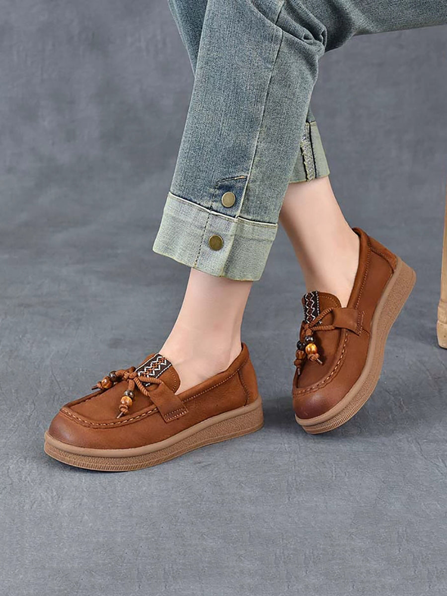 Women Vintage Genuine Leather Low Heel Shoes