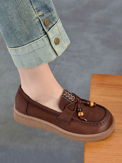 Women Vintage Genuine Leather Low Heel Shoes