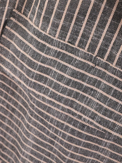 Plus Size Women Autumn Stripe Turn-down Collar Cotton Dress