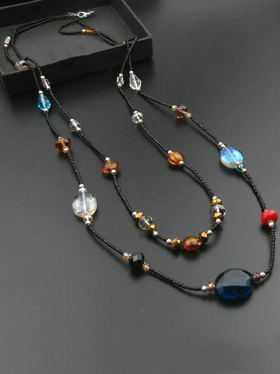 Vintage Double-layered Crystal Beaded Necklace