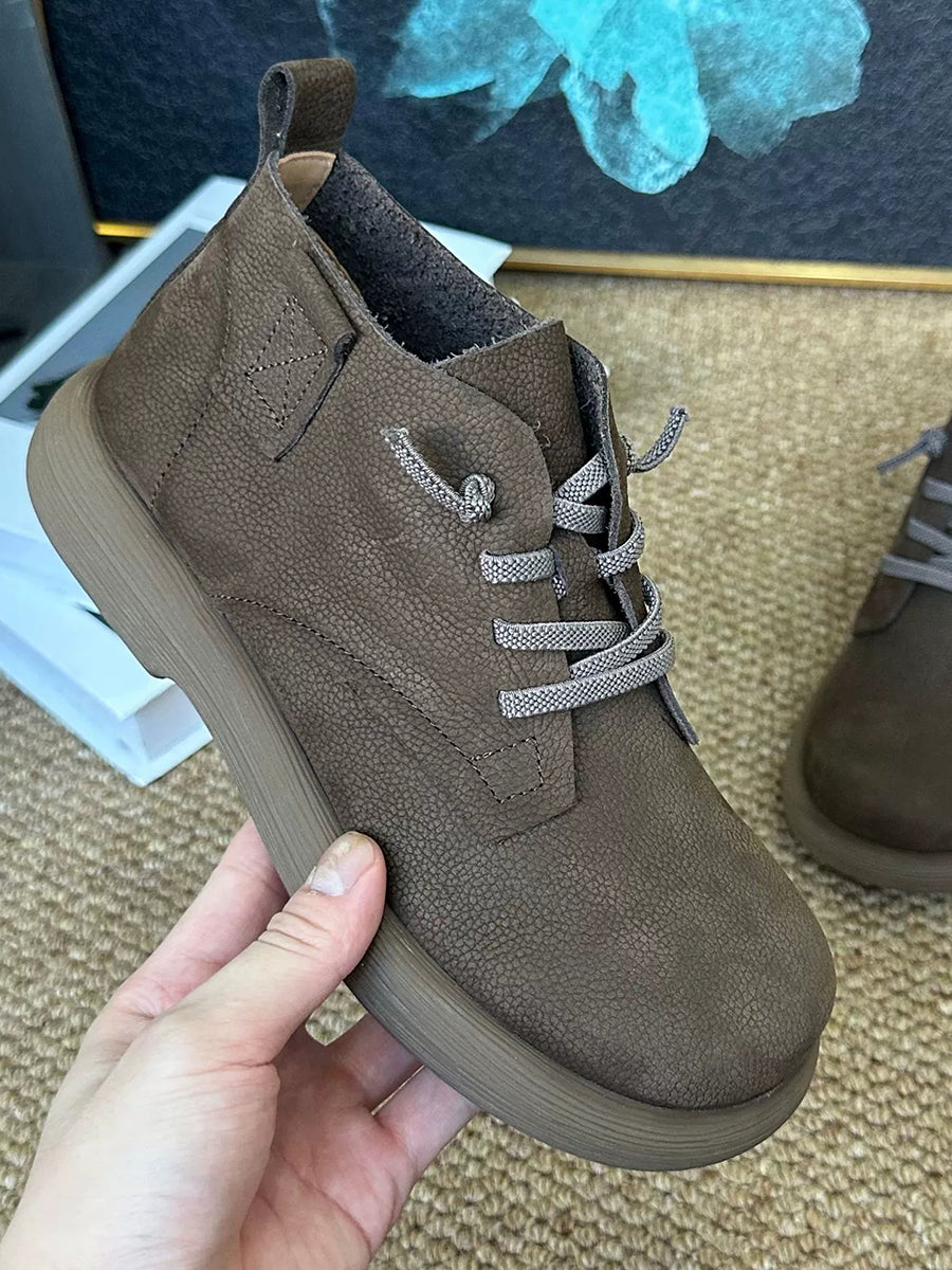 Women Winter Vintage Genuine Leather Ankle Boots