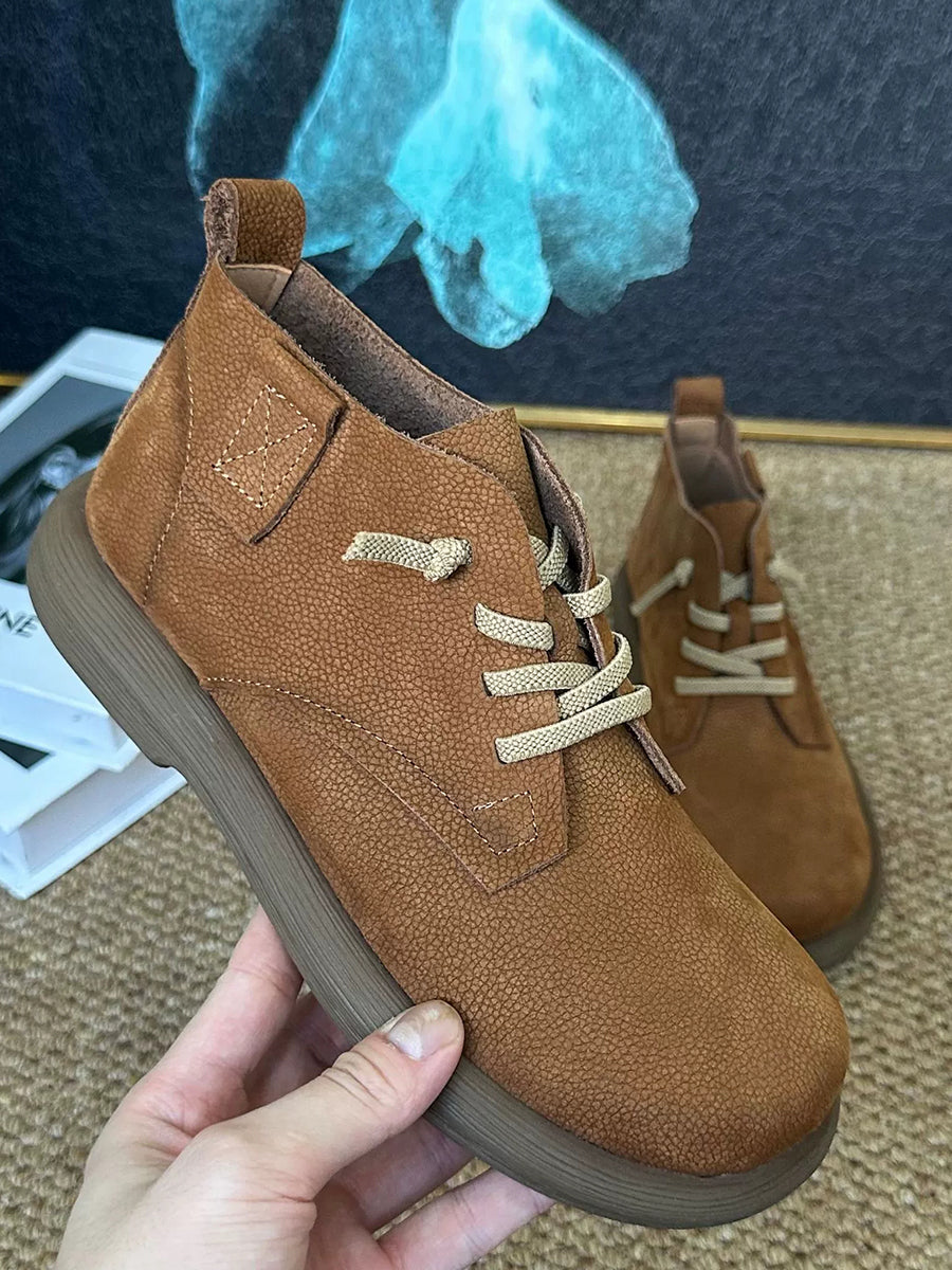 Women Winter Vintage Genuine Leather Ankle Boots