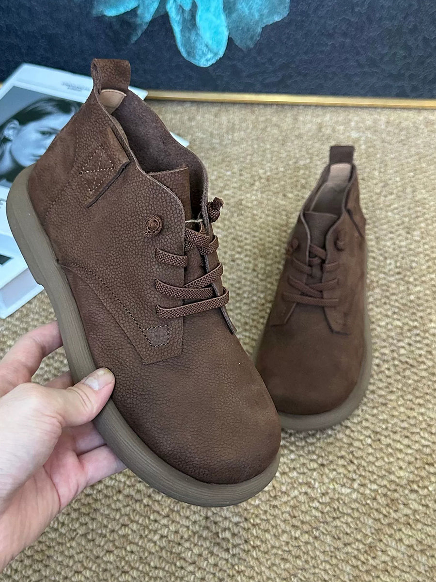 Women Winter Vintage Genuine Leather Ankle Boots