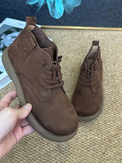 Women Winter Vintage Genuine Leather Ankle Boots