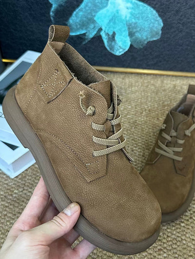 Women Winter Vintage Genuine Leather Ankle Boots