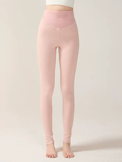 Women Autumn Warm Pure Color High Waist Leggings