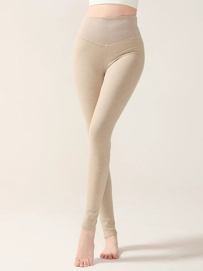 Women Autumn Warm Pure Color High Waist Leggings