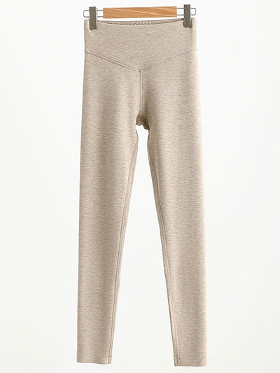 Women Autumn Warm Pure Color High Waist Leggings