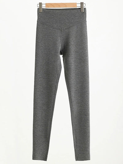 Women Autumn Warm Pure Color High Waist Leggings