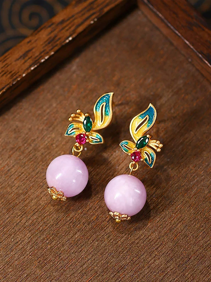 Ethnic Purple Lithium Crystal Butterfly Earrings