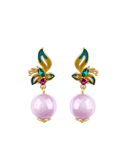 Ethnic Purple Lithium Crystal Butterfly Earrings
