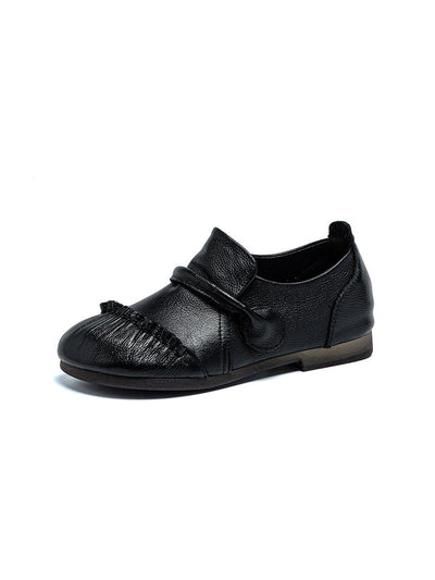 Women Vintage Genuine Leather Spliced Low Heel Shoes