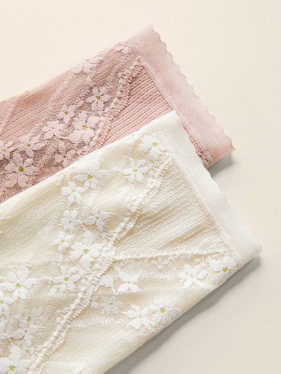 5 Pieces Women High Waist Pure Color Lace Underwear