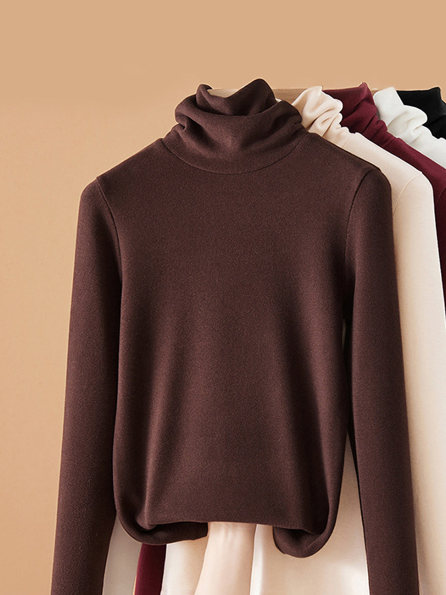 Women Autumn Casual Thicken Turtleneck Bottom Blouse