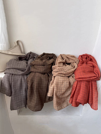 Women Autumn Artsy Plaid Shawl Scarf