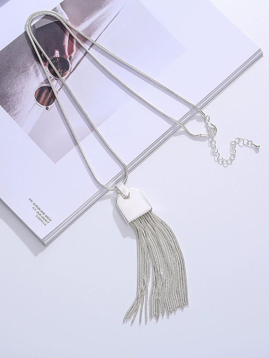 Women Casual Alloy Tassel Long Necklace