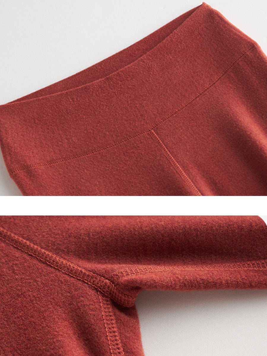 Women Autumn Warm Pure Color High Waist Leggings