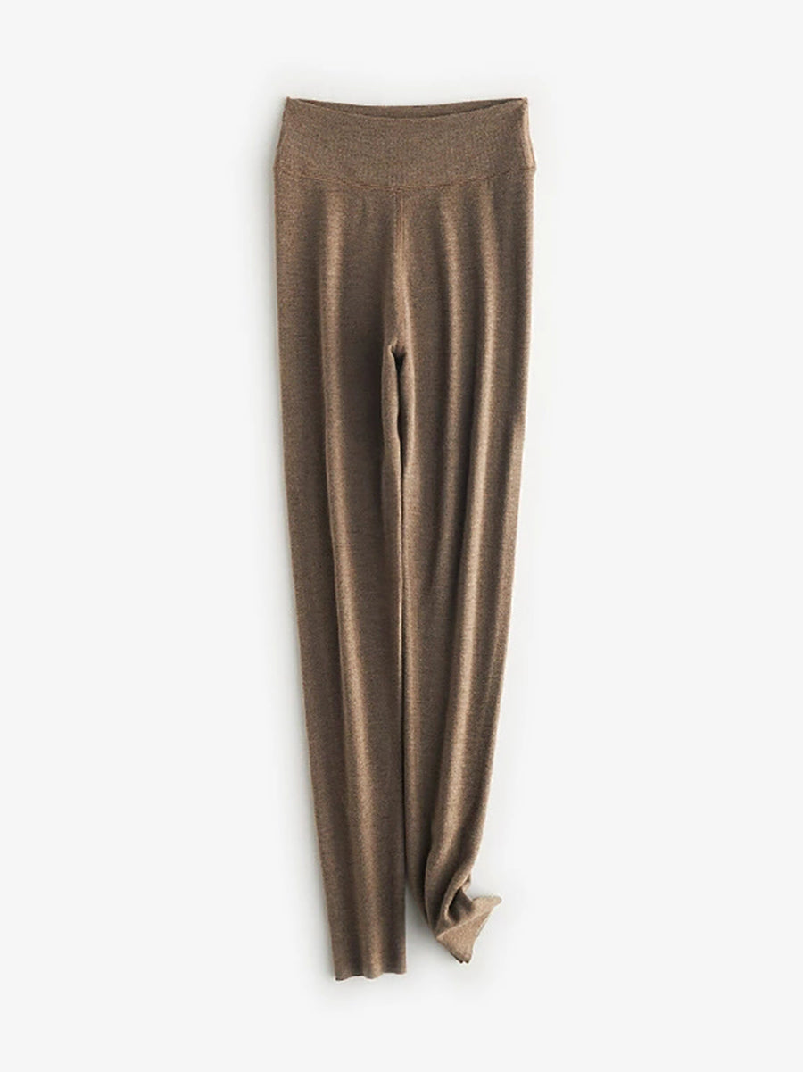 Women Autumn Warm Pure Color High Waist Leggings